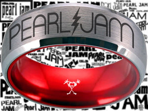 Pearl Jam Ring Silver & Red Wedding Ring Sizes 6 - 13 #pearljam #eddievedder