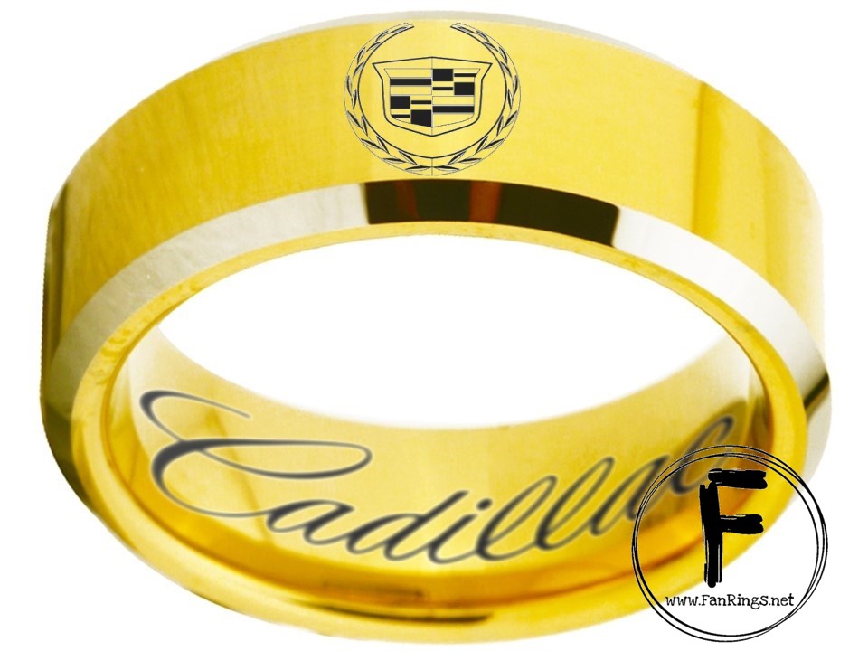 Cadillac Ring 8mm Gold Tungsten Ring 4 - 17 #cadillac #escalade #ats #cts