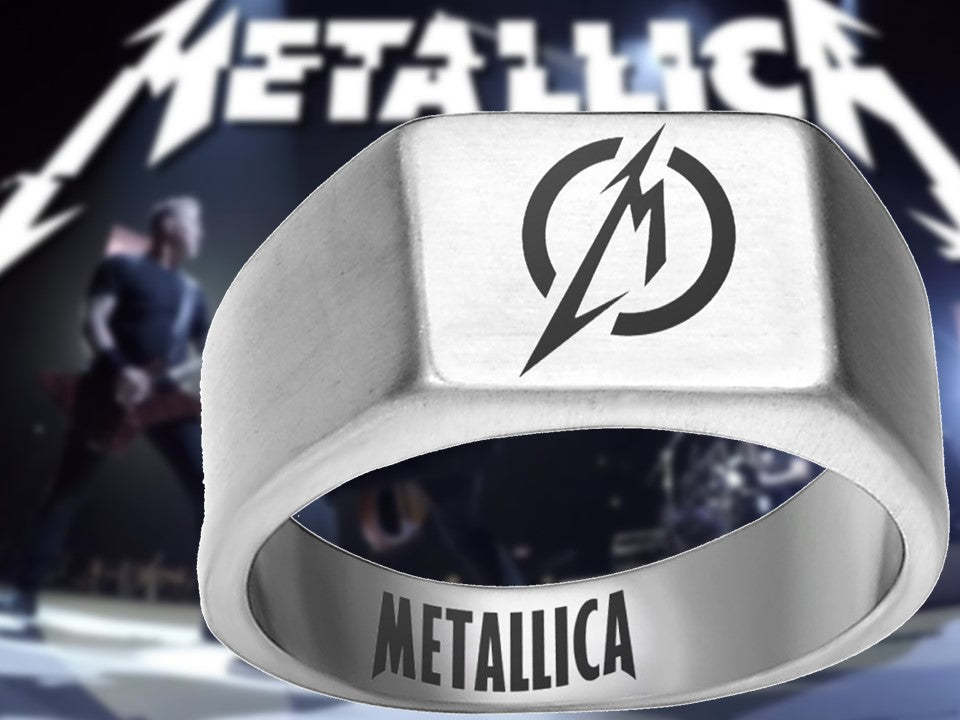 Metallica Ring Silver Titanium Ring Hard Metal #metallica