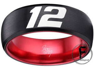 Ryan Blaney Ring #12 NASCAR Black Red Autograph Ring #ryanblaney #12