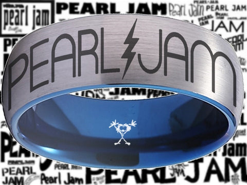 Pearl Jam Ring Silver & Blue Wedding Ring Sizes 6 - 13 #pearljam #eddievedder