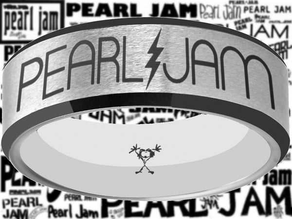 Pearl Jam Ring Silver & Black Wedding Ring  #pearljam #eddievedder