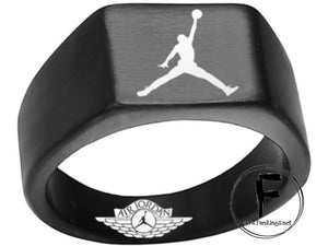 Air Jordan Ring Jordan Logo Ring, BLACK Titanium Steel Band #jordan