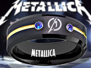Metallica Ring Black & Blue CZ Wedding Ring  #metallica