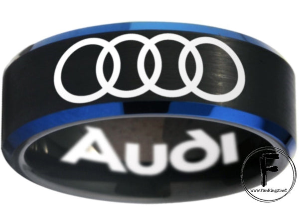 Audi Ring Audi Wedding Band Black and Blue Logo Ring Sizes 6 - 13 #audi