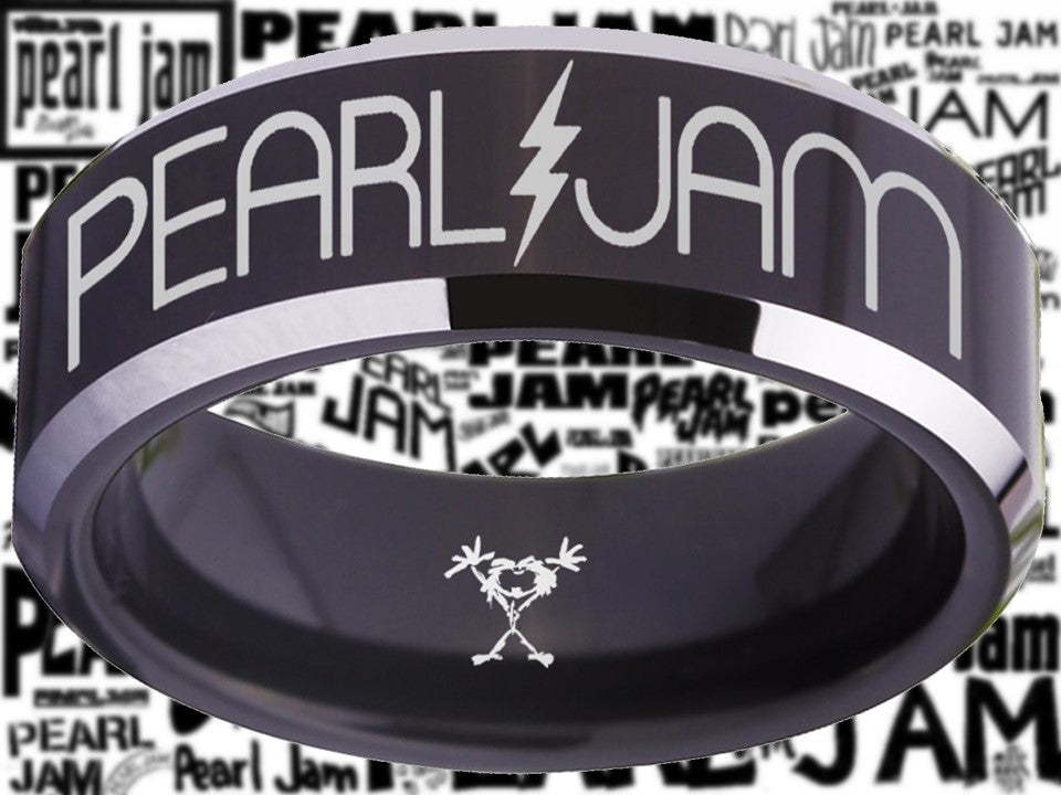 Pearl Jam Ring Black & Silver Wedding Ring  #pearljam #eddievedder