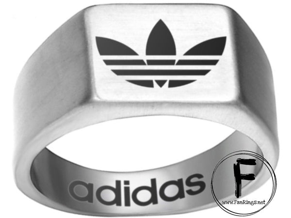 Adidas Logo Ring Adidas Silver Titanium Steel Band #adidas #shoes #brand #apparel