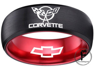 Chevrolet Corvette Ring Black & Red Wedding Band Sizes 6-13 #corvette #c5