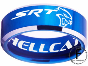 Dodge Hellcat Logo Ring Dodge SRT Hellcat Ring Blue Silver Band #dodge #srt #hellcat