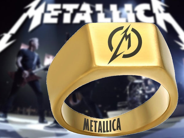 Metallica Ring Gold Titanium Ring Hard Metal #metallica