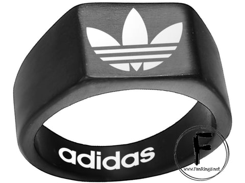 Adidas Logo Ring Adidas Black Titanium Steel Band #adidas #shoes #brand #apparel