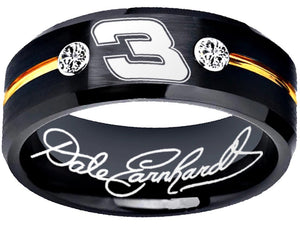 Dale Earnhardt Logo Ring Autograph Intimidator Black Gold CZ Ring #earnhardtsr #3