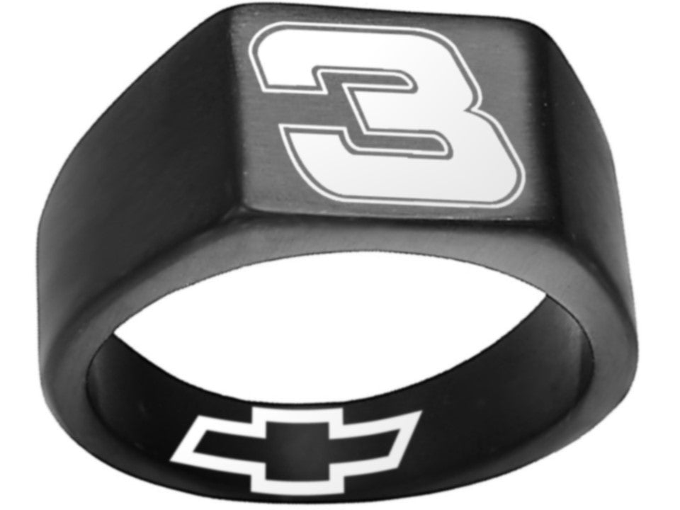 Dale Earnhardt Logo Ring Chevy Intimidator Black Titnium Steel Band #intimidator #nascar