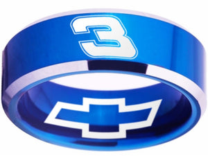Dale Earnhardt Sr. Logo Ring Chevy Logo Blue Silver Autograph Ring #earnhardtsr #3