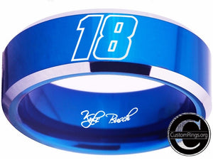 Kyle Busch Ring #18 NASCAR Blue & Silver Autograph Ring #kylebusch #18