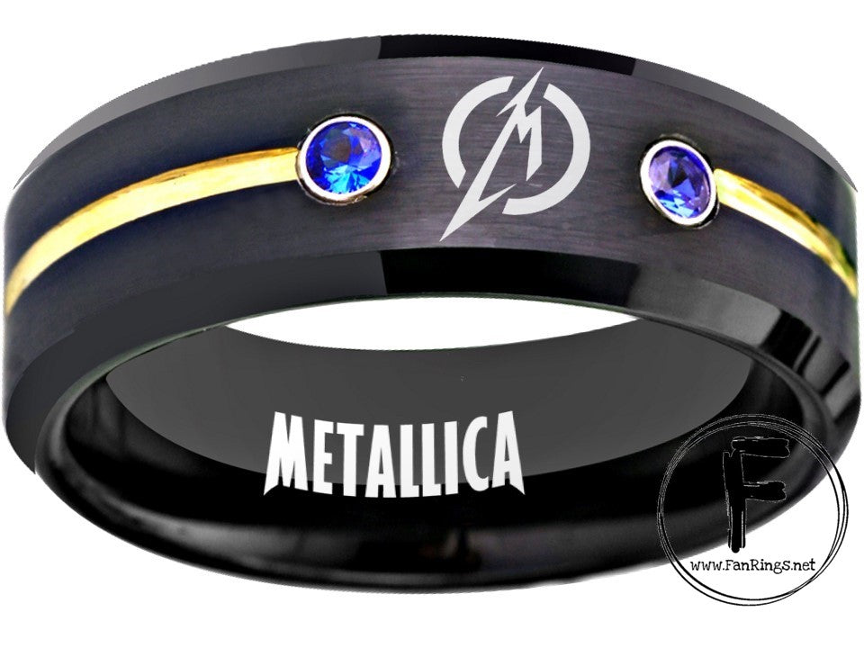 Metallica Ring Black & Blue CZ Wedding Ring #metallica – Custom Fan Rings
