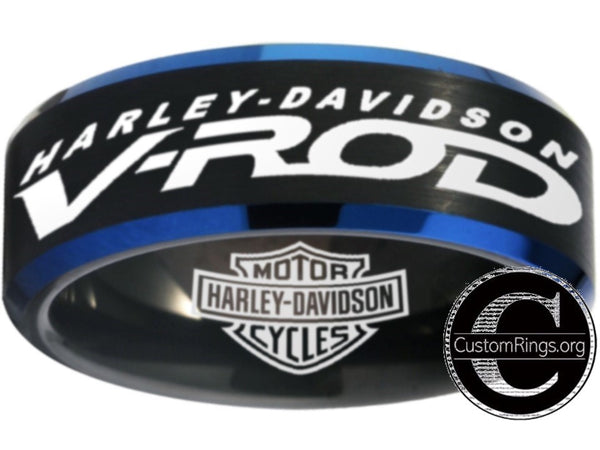 Harley Davidson Ring Men's Ring Black Blue V-Rod Ring #harleydavidson #vrod