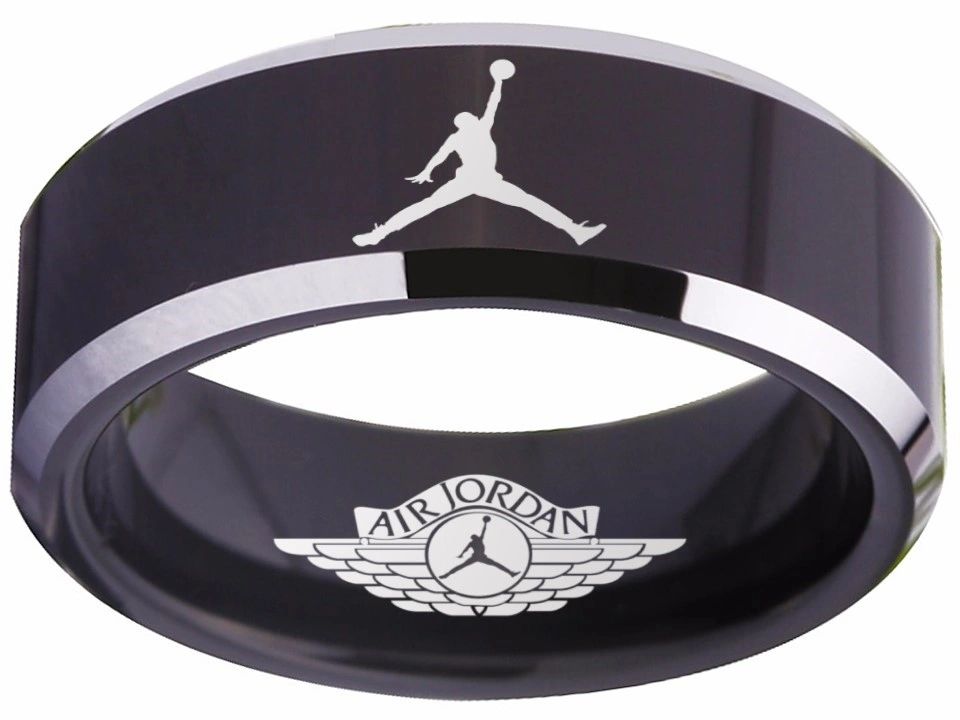 Air Jordan Ring Black Ring Tungsten Wedding Band #jordans