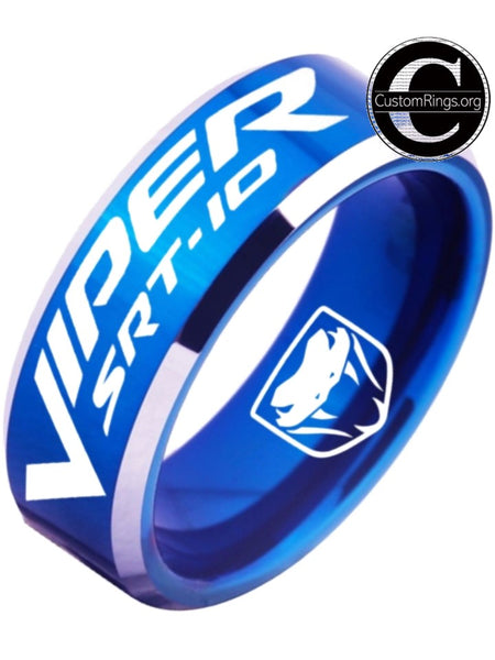 Dodge Viper SRT10 Ring Viper Logo Ring Blue Silver Tungsten Ring #viper #dodge
