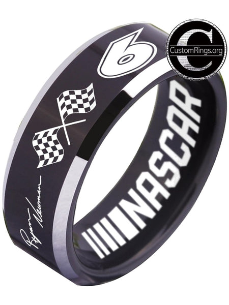 Ryan Newman Ring Wedding Ring Black Silver Tungsten Ring #nascar #newman