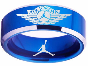 Air Jordan Ring Blue Ring Tungsten Wedding Band #jordan