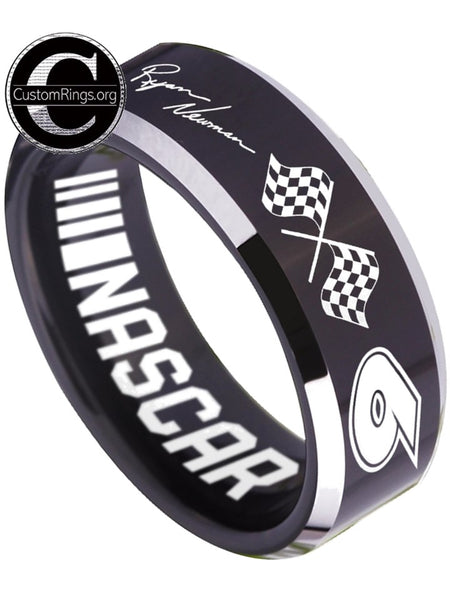 Ryan Newman Ring Wedding Ring Black Silver Tungsten Ring #nascar #newman