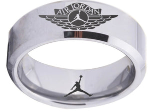 Air Jordan Ring Silver Ring Tungsten Wedding Band #airjordan