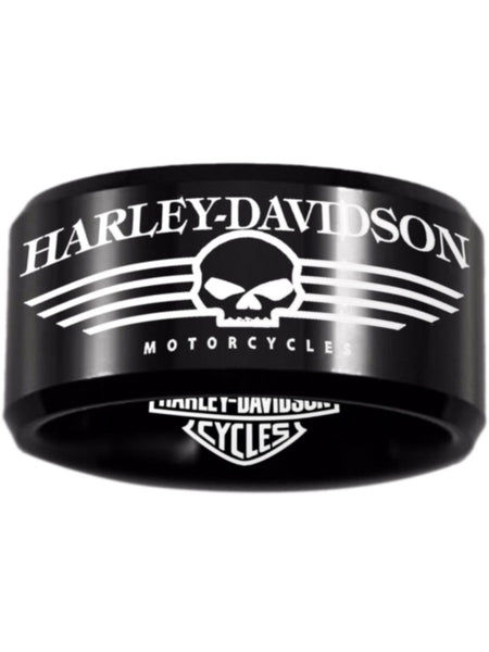 Harley Davidson Ring Men's Ring 12mm Black Wedding Ring #harleydavidson