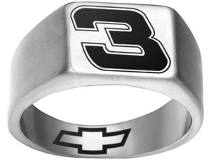 Dale Earnhardt Logo Ring Chevy Intimidator Silver Titnium Steel Band #intimidator #nascar