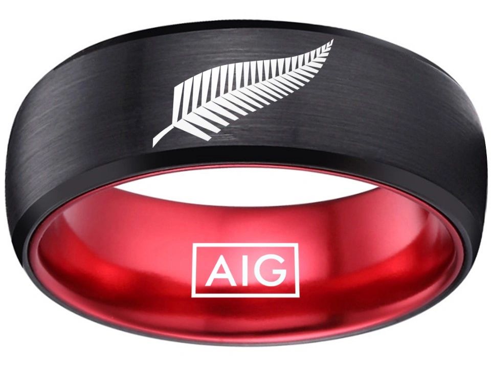 New Zealand All Blacks Ring Black & Red Ring Tungsten Rugby #allblacks