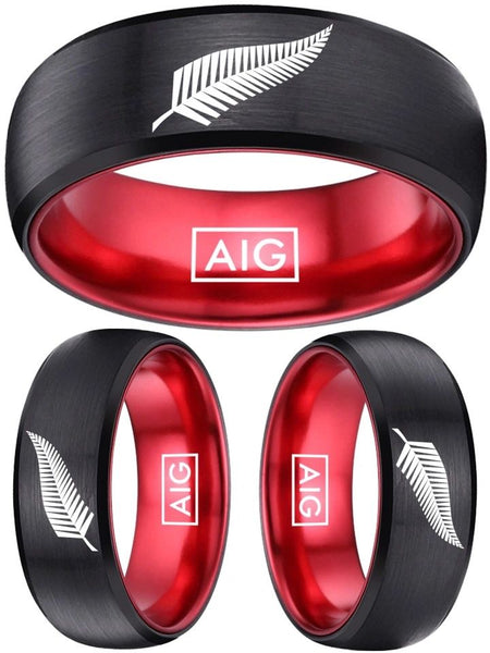 New Zealand All Blacks Ring Black & Red Ring Tungsten Rugby #allblacks