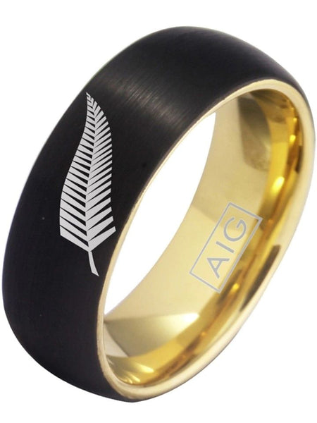 New Zealand All Blacks Ring Black & Gold Ring Tungsten Rugby #allblacks
