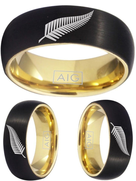 New Zealand All Blacks Ring Black & Gold Ring Tungsten Rugby #allblacks