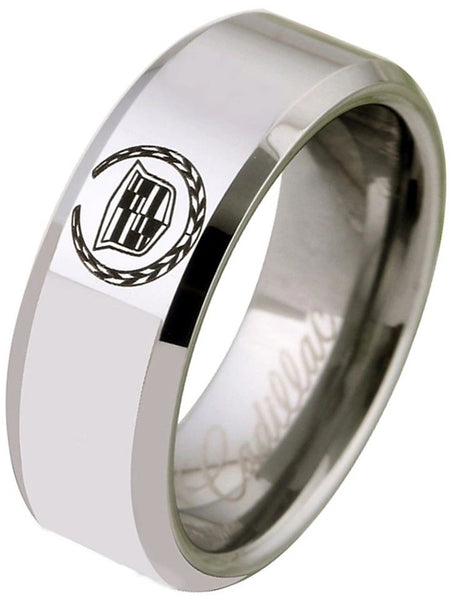 Cadillac Ring Cadillac Logo Ring Silver Wedding Band sizes 4-17 #cadillac
