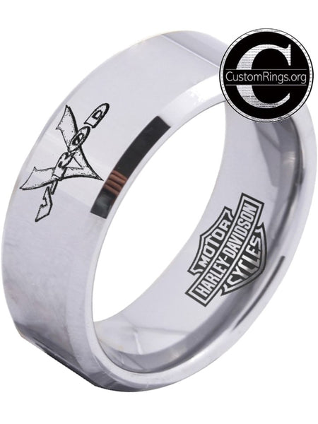 Harley Davidson Ring Men's Ring 8mm Silver Black V-Rod Ring #harleydavidson
