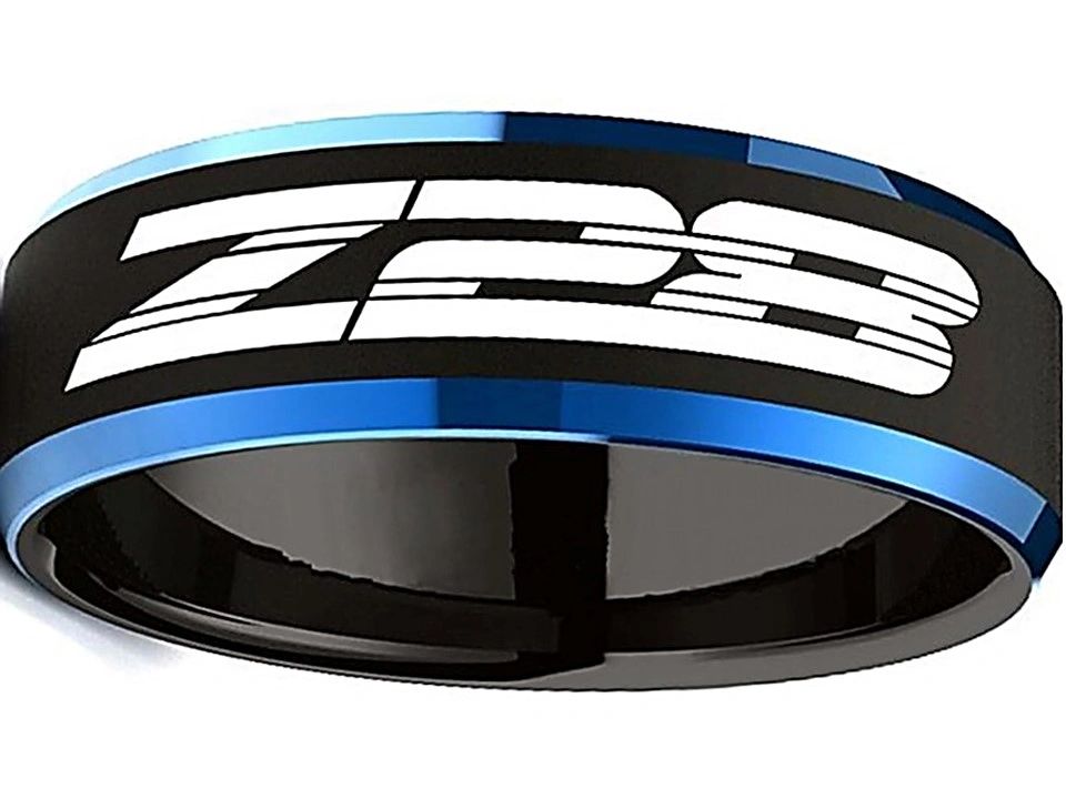 Chevrolet Camaro Z28 Ring Black & Blue Wedding Band Sizes 6-13 #chevrolet #camaro