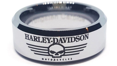 Harley Davidson Ring Wedding Band 8mm Silver Tungsten Ring #harleydavidson