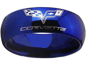 Chevrolet Corvette Ring Blue Wedding Band Sizes 4-14 #Corvette #Chevrolet