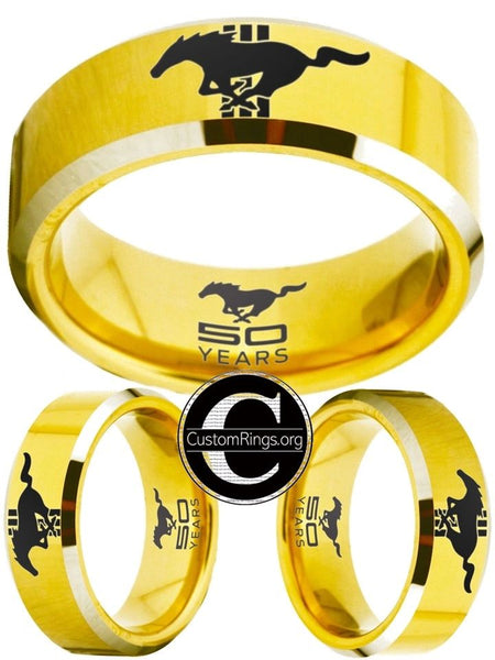 Ford Mustang Ring Mustang Logo Ring Gold 50 Anniversary Ring #mustang