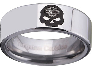 Harley Davidson Ring Men's Ring 8mm Silver Tungsten Wedding Ring #harleydavidson