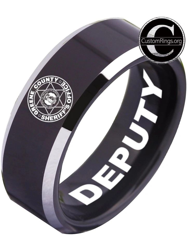 Greene County Sheriff's Office Deputy Logo Ring Black and Silver Tungs ...
