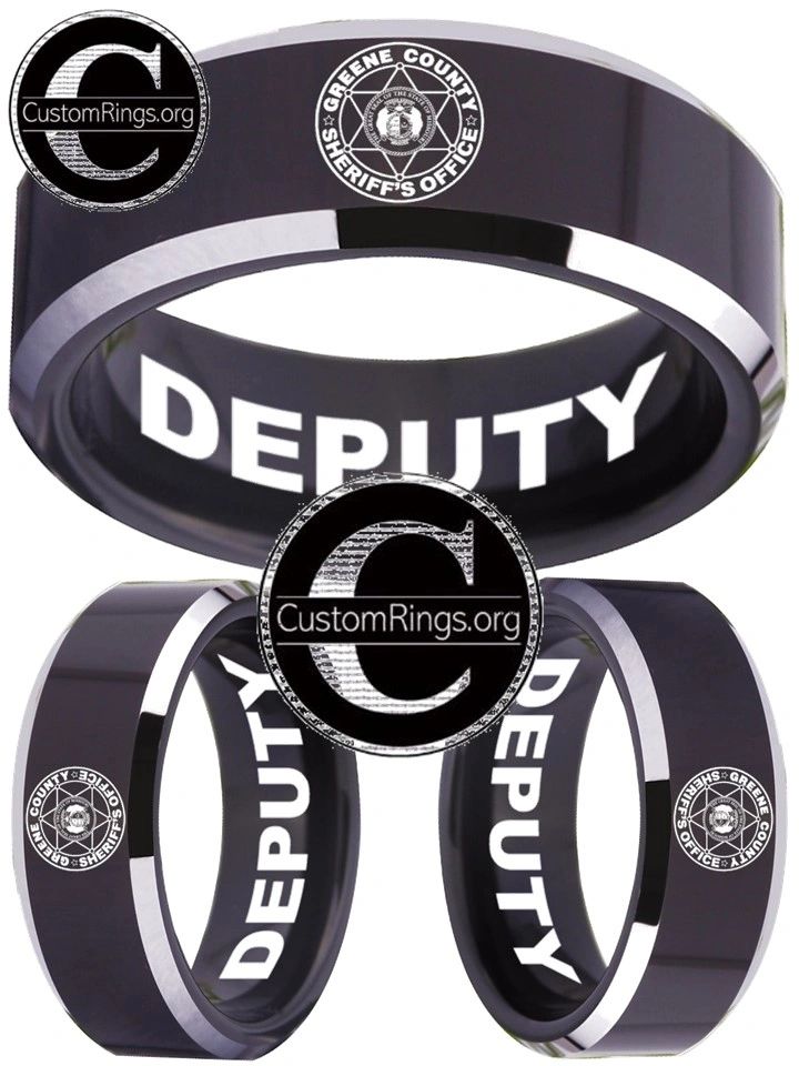 Greene County Sheriff's Office Deputy Logo Ring Black and Silver Tungs ...