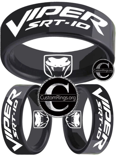 Dodge Viper SRT-10 Ring Viper Logo Ring Black 8mm Tungsten Ring #viper