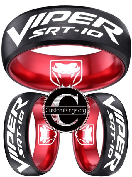 Dodge Viper SRT-10 Ring Viper Logo Ring Black & Red 8mm Tungsten Ring #viper