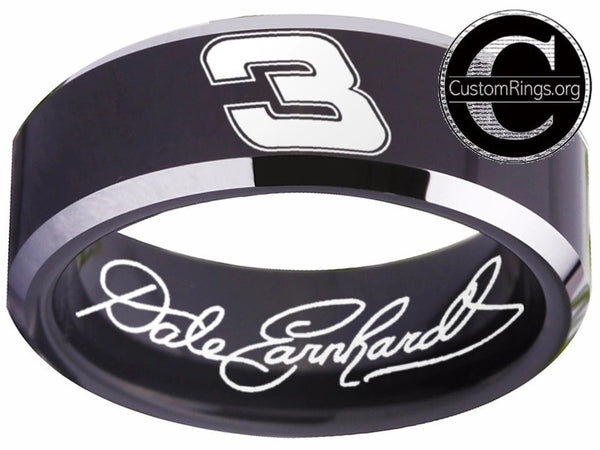 Dale Earnhardt Sr. Logo Ring Chevy Intimidator Black Silver Autograph Ring #earnhardtsr #3