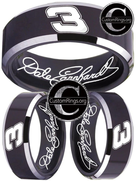 Dale Earnhardt Sr. Logo Ring Chevy Intimidator Black Silver Autograph Ring #earnhardtsr #3