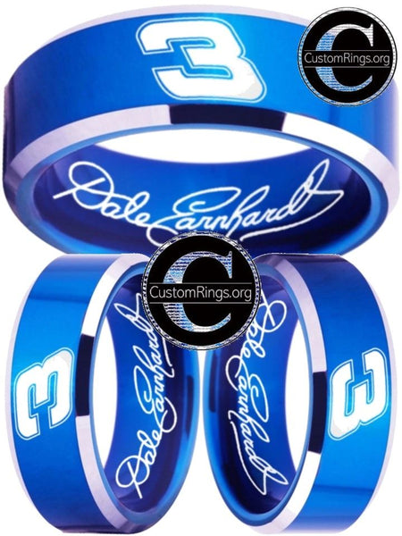 Dale Earnhardt Sr. Logo Ring Chevy Intimidator Blue Silver Autograph Ring #earnhardtsr #3