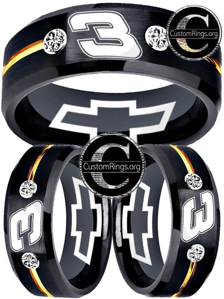 Dale Earnhardt Logo Ring Chevy Intimidator Black Gold CZ Ring #earnhardtsr #3