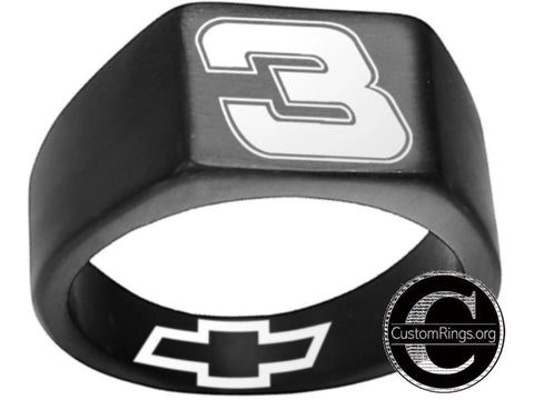 Dale Earnhardt Logo Ring Chevy Intimidator Black Titnium Steel Band #intimidator #nascar