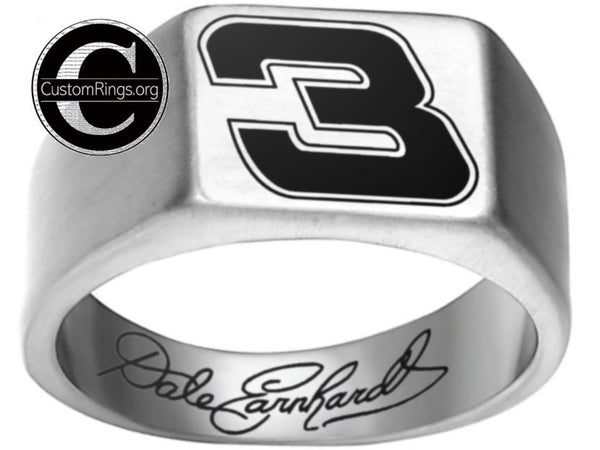 Dale Earnhardt Sr. Logo Ring Chevy Intimidator Silver Titnium Steel Band #intimidator #nascar